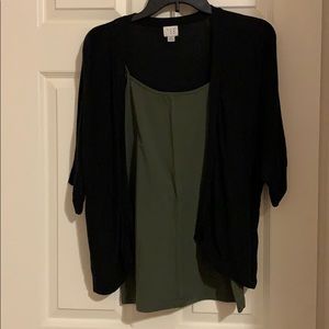 Black short sleeve cardigan